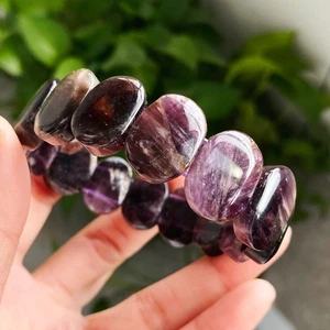 19*6mm Natural Rare Purple Amethyst Crystal Round Beads Bracelet - Picture 1 of 6