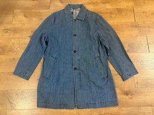 Men’s Denim Overcoat, Cotton Linen Blend, Long Coat, Trench, Size XL - Picture 1 of 3