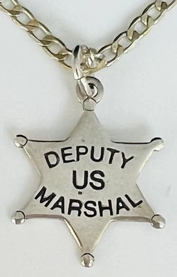 Colgante Estrella Marshall Diputado Esterlina EE. UU. en 18" Bordillo 925 Collar Navidad Foto 1 de 4