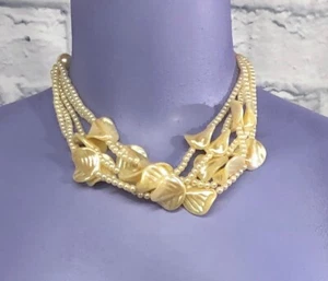 Beaded Shells Hook Closure Multi Strand Retro Necklace Women's - Picture 1 of 5