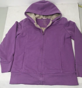 LL Bean Full Zip Hoodie Pile Lined Sherpa Jacket Size XL 18 Lilac Purple - Picture 1 of 16