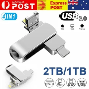 4 in 1 USB3.0 Flash Drive Type-C Storage Photo Memory Stick For iPhone Android - Picture 1 of 12