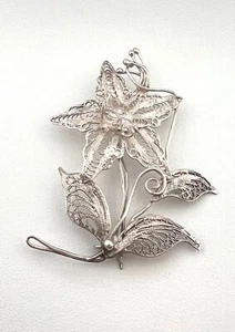 Vintage Hermann Siersbol Sterling Silver Floral Brooch - 925 - 3.29g - Picture 1 of 4