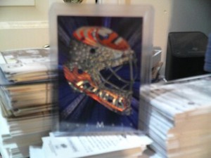 2001-02 BETWEEN THE PIPES MASK BLUE VERSION- RICK DiPIETRO- ISLANDERS