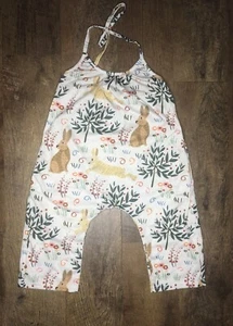 Summer girl jumpsuit backless harem strap romper, bunny size 7Y - Picture 1 of 4