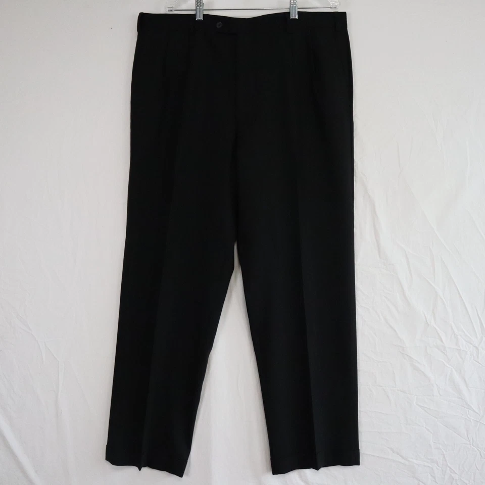 Pantalones de vestir de lana Linea Naturale para hombre 40 Super 110 con puños plisados negros Foto 1 de 4