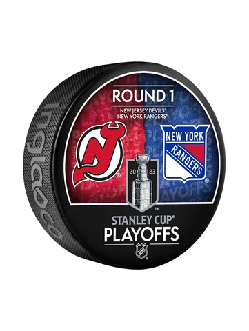 2023 Stanley Cup Playoffs RD 1 New Jersey Devils vs New York Rangers Hockey Puck Cover