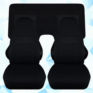 Se adapta a fundas de asiento de coche Chevy Camaro 1971-1981 delanteras + banco trasero de 3 piezas en negro sólido - Imagen 1 de 10