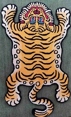 Alfombras de tigre tibetano hechas a mano 100 % lana acolchadas a mano para decoración del hogar Foto 1 de 4