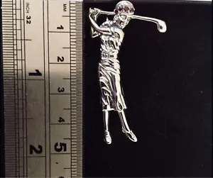 Sterling Silver Art Deco style Lady Girl Golfer Ruby Lapel Pin Brooch - Picture 1 of 9