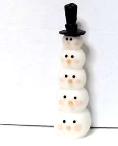 SNOWMAN 9” stacked up black top hat carrot noses made in Gatlinburg TN by Villag - Picture 1 of 9