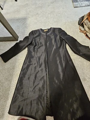 Abrigo negro para mujer Kasper talla 14 manga larga poliéster" Foto 1 de 4