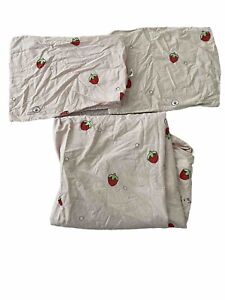 Super Cute Strawberry Duvet Cover Full Soft 100% Cotton Pink Kawaii Strawberry B