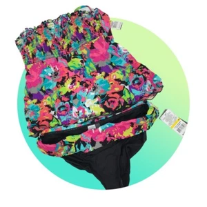 Kenneth Cole Reaction Traje de Baño Talla M Tankini Hipster Traje de Baño Conjunto de 2 piezas Colorido - Imagen 1 de 14