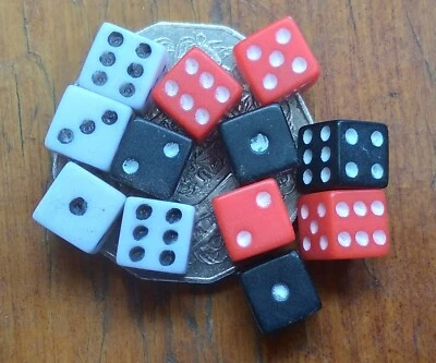 8mm D6 Black, White, Red or Mixed Dice. Pack of 12, 24 or 60. FREE POSTAGE - image 1 of 4