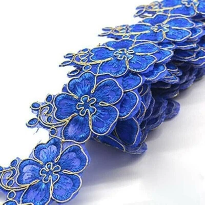 1 Yard Lace Floral Trim Edging DIY Wedding Decor Ribbon Iron Sew On 4cm Width - Image 1 of 4