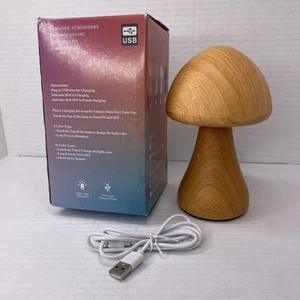 Touch-Controlled LED Mushroom Night Light - 3-Color, Dimmable USB Rechargeable - Picture 1 of 13