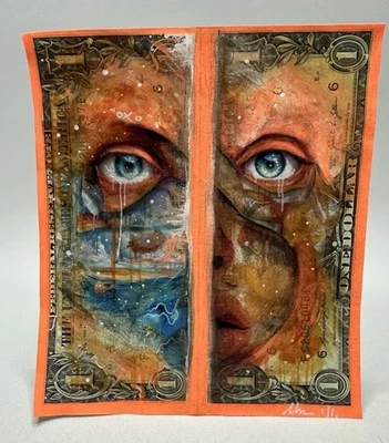 Chris Boyle 1/1 Mundo en Naranja Dinero Real Dólar Arte Firmado Numerado Banksy Certificado de Autenticidad Foto 1 de 4