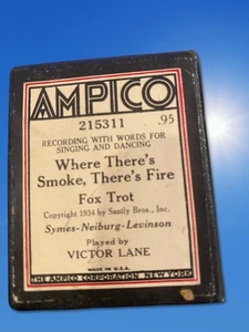 AMPICO 215311 Piano WORD  Roll Where There's Smoke  Victor Lane Fox Trot - Picture 1 of 3