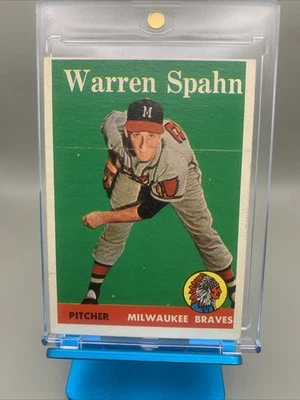 1958 Topps Warren Spahn #270 EX línea de impresión pero nítida sin pliegues envío gratuito 🔥 Foto 1 de 4