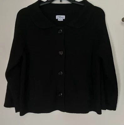 Cárdigan negro de 4 botones Chaus Plus suéter bolsillos XL Foto 1 de 3