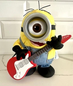 Minion Singing Dancing Plush Rock N Roll Stuart w/ Red Guitar 9" WORKS! - Picture 1 of 8