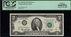 1976 $2 FRN "ROLLER OFFSET" PC.G.S #66PPQ - Picture 1 of 3