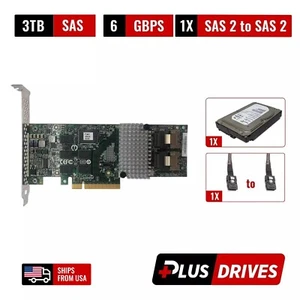 9750-8i Raid Card and SAS 2 to SAS 2 Cable w/ 3TB SAS ST33000650SS Seagate 3.5" - Photo 1/9