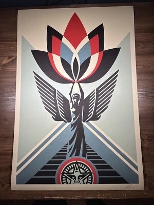 Shepard Fairey Obey Giant “Lotus Angel” Art Print Poster Signed Lithograph - Image 1 of 4