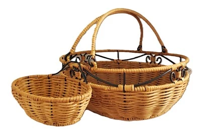Juego de 2 Cestas de Mercado con Pergamino Negro Ratán Casa Princesa Casual Hogar 2135 Foto 1 de 4