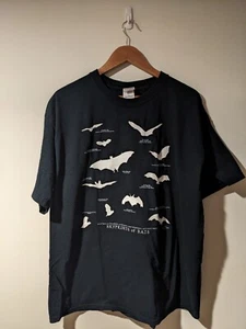 Vintage Bat Diagram Skyprints Animal Nature Black X-Large T-Shirt - Picture 1 of 4