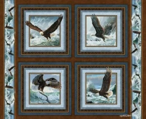 Wild Wings Quest of the Hunter Eagle Pillow Panel Cotton Fabric 40284 - Picture 1 of 1