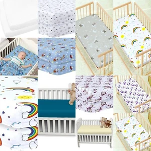 2x Cot Bed Fitted Sheets Polycotton Soft Baby Bedding or Pillowcase Pair Set - Picture 1 of 59