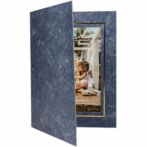 4X6 CAPRI GRADUATION PHOTO FOLDER FRAME (4X6" 50 PACK) BLUE MARBLE / GOLD FRAME - Picture 1 of 3