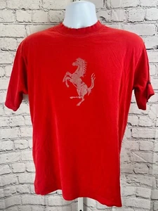 Ferrari T-Shirt Men's Size M Red 100% Cotton Short Sleeves Crew Neck Pullover - Picture 1 of 7