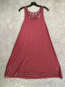 Volcom Women’s Sleeveless Tunic Top Dress Braided Lace Back Burgundy Size Small - Picture 1 of 9