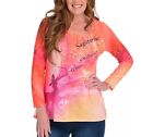 One World Knit Zodiac Long Sleeve Mesh Back Hi-Lo Top Sagittarius Large A472746