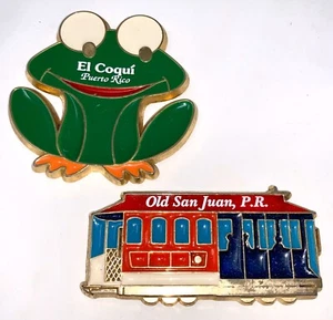 Lot 2 x Puerto Rico El Coqui San Juan Metall Magnete Souvenir Zug Frosch - Bild 1 von 8