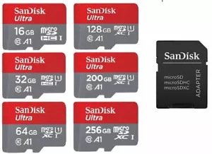 SanDisk ULTRA 32GB 64GB 128GB 256GB memory card Micro SD 140MBs ADAPTER UK - Picture 1 of 8
