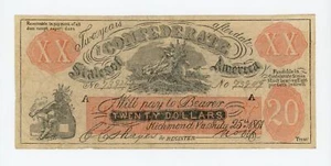 1861 CT-XX1/C1 Plain Back $20 FEMALE RIDING DEER Confederate States Fantasy Note - Picture 1 of 4
