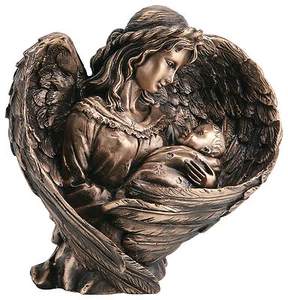 Mutter mit Kind/Schutzengel/Bronze/Grablampe/Kind Jesu - Bild 1 von 4