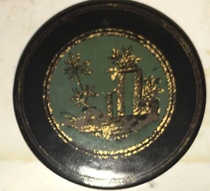 Antica Snuff Box Cartapesta Dipinta A Mano Rovine Greche Scena 18/19°C Grand Tour - Foto 1 di 12