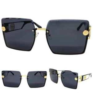 Oversized Classic Vintage Retro Style SUNGLASSES Large Big Gold Frame Dark Lens - Picture 1 of 6