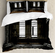 Industrial Duvet Cover Set with Pillow Shams Wrecked Walls Print