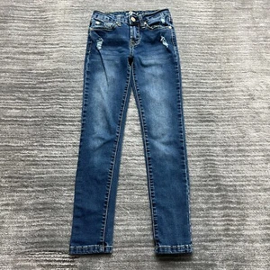 7 For All Mankind Size 8 Youth Skinny Stretch Mid Rise Medium Wash Blue Denim - Picture 1 of 11