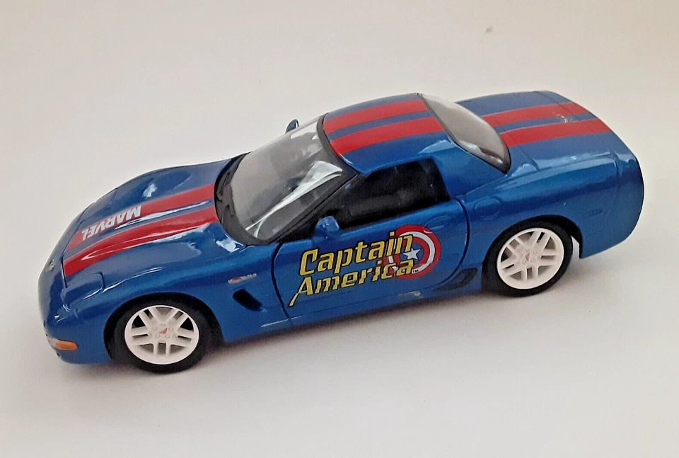 2002 Chevy Corvette Marvel Captain America Maisto синий Chevrolet 1/25 отдельно ЧИТАЙТЕ - Изображение 1 из 4