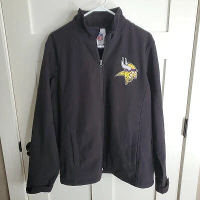 MN Vikings NFL Jacket Mens Medium Black Minnesota Softshell Zip Up Coat Football - Image 1 of 4
