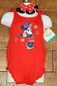 NIÑAS 3-6 meses Rojo Minnie Mouse Disney Bebé Mameluco Body y Diadema Nuevo con Etiquetas - Imagen 1 de 4