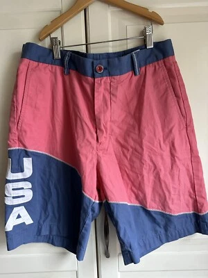 Shorts masculino Vineyard Vines 32 EUA soletrar bloco de cor azul rosa disjuntor 1H0437 - Imagem 1 de 4