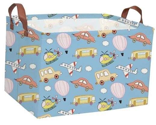 Cestas infantis retangulares cesta de carro caixas de armazenamento infantil cesta de menino 1 veículo azul - Imagem 1 de 4